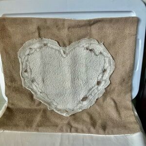 Pottery Barn Valentines Day Heart Pillow Cover Textured Light Brown Off White